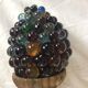 1960s bronze pendant lamp and multicolored glass cluster