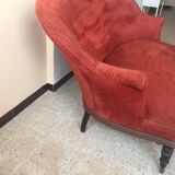 Antique toad sofa in brick velvet