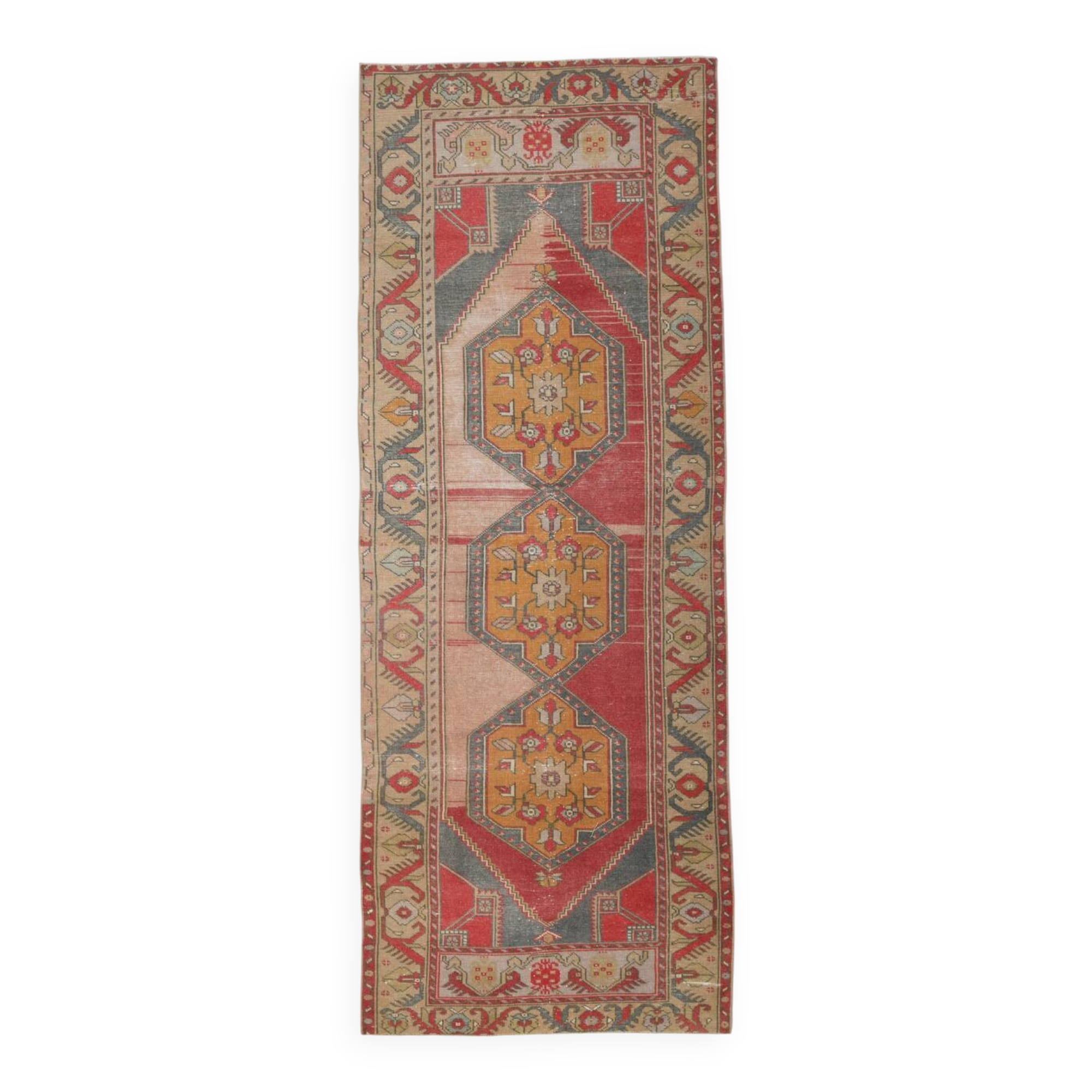 3x9 Red Classic Vintage Persian Runner Rug, 104x280Cm