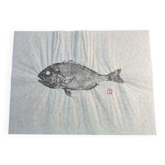 Estampe d'une dorade, gyotaku original de dorade