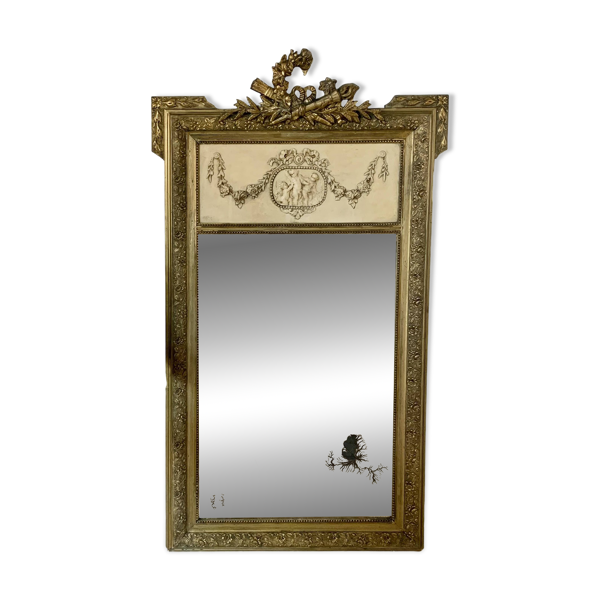 Miroir cheminée doré trumeau