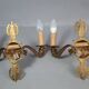 Paire anciennes appliques style Empire dauphins & palmes bronze C859