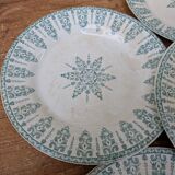 Set of 6 old flat plates, Annam model, opaque porcelain from Gien Terre de Fer