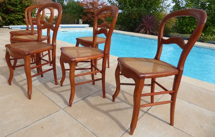 6 louis Philippe style chairs in solid wood merisier