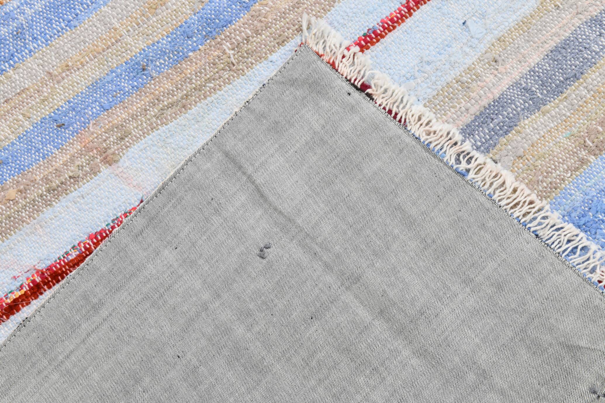 Tapis Kilim à rayures bleu clair 4x6, 117x177 cm