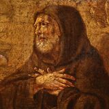Antique Italian painting Saint Francis of Paola from the 17th century