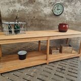 Old work table textile table pine cooking island or side table