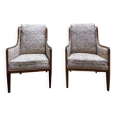 Paire de fauteuils - bergères à oreilles de style Anglais / Art Déco
