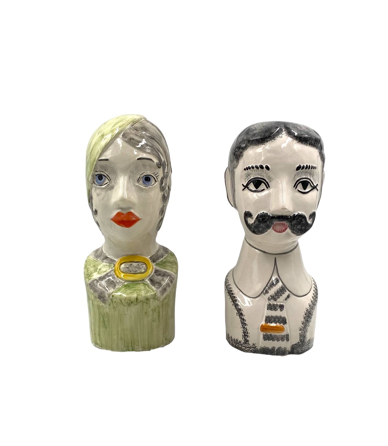 Tarcisio Tosin, Two half-bust sculptures, La Freccia, Vicenza Italy 1960s