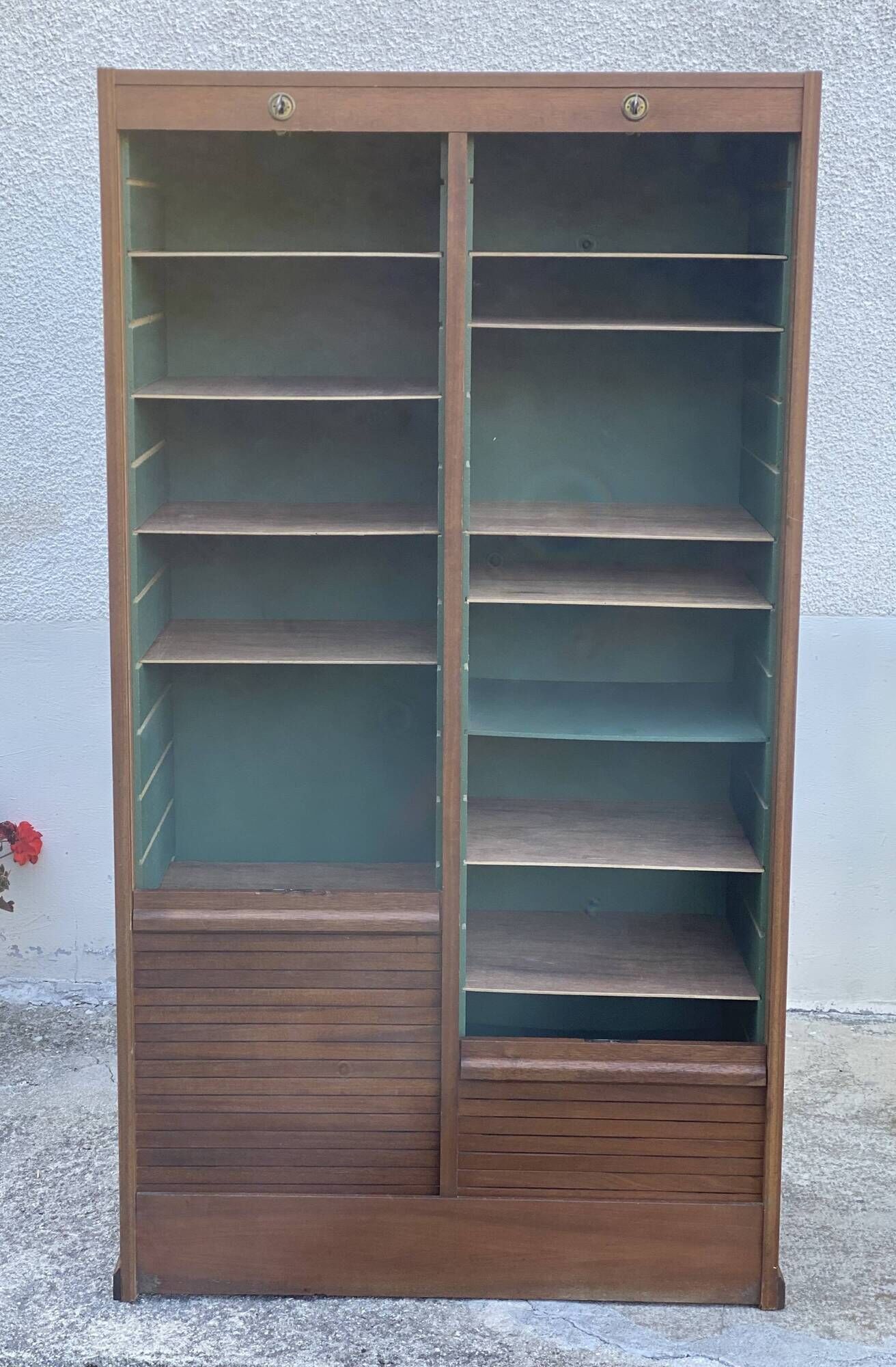 Meuble classeur à rideaux 2 portes vintage 1980
