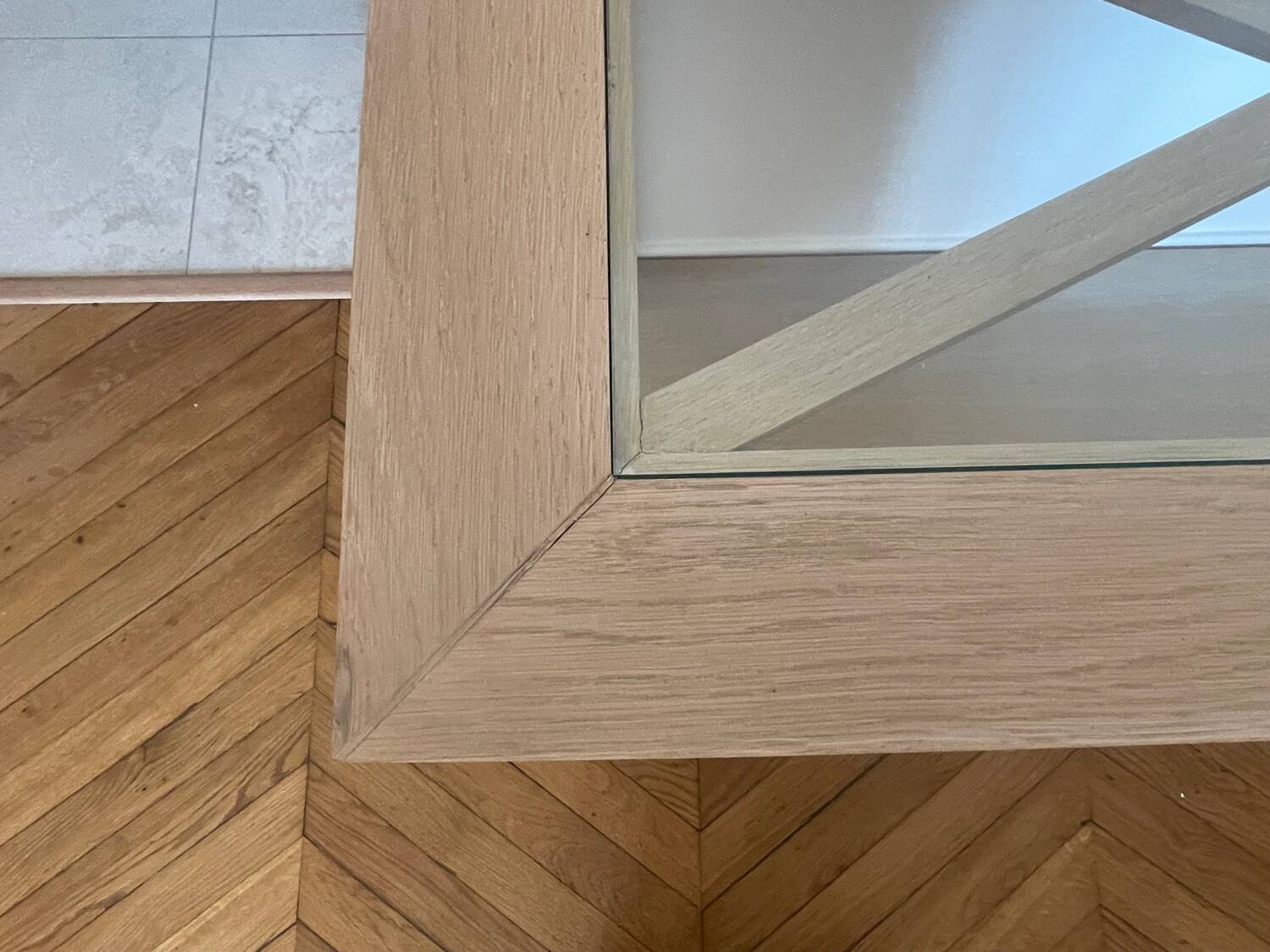 Light oak and glass console