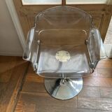 Plexiglas armchair with steel base from the 90s