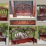 Art nouveau bed in curved wooden J-J Kohn 1900 ca
