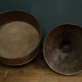 Oriental tagine in copper or brass with its 20th century engraved lid