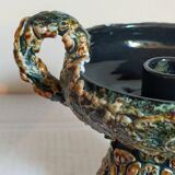 Pair of vintage Vanoise honey foam ceramic candlesticks