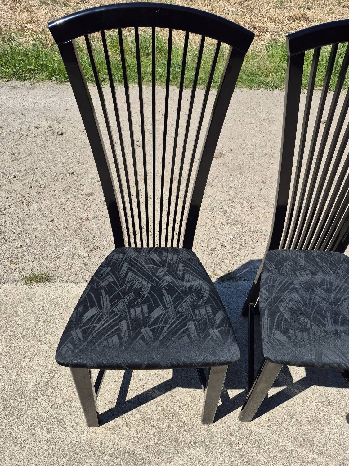 Set 4 postmodern black lacquer dining chairs 1980s