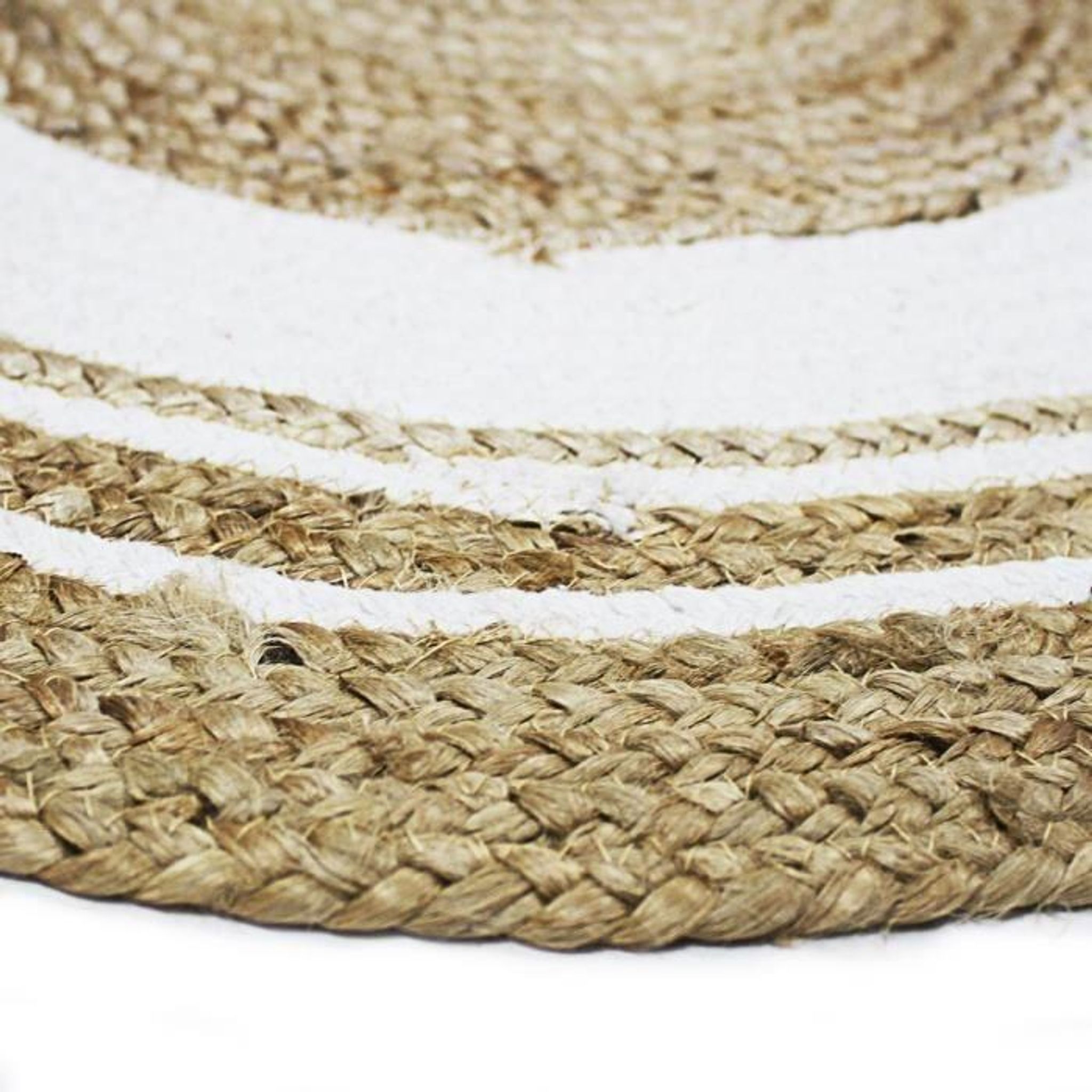 Tapis jute et coton rond blanc beige 70 cm