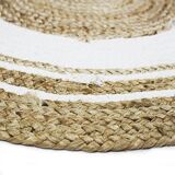 Jute carpet and round cotton white beige 70 cm