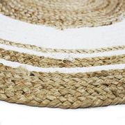 Tapis jute et coton rond blanc beige 70 cm