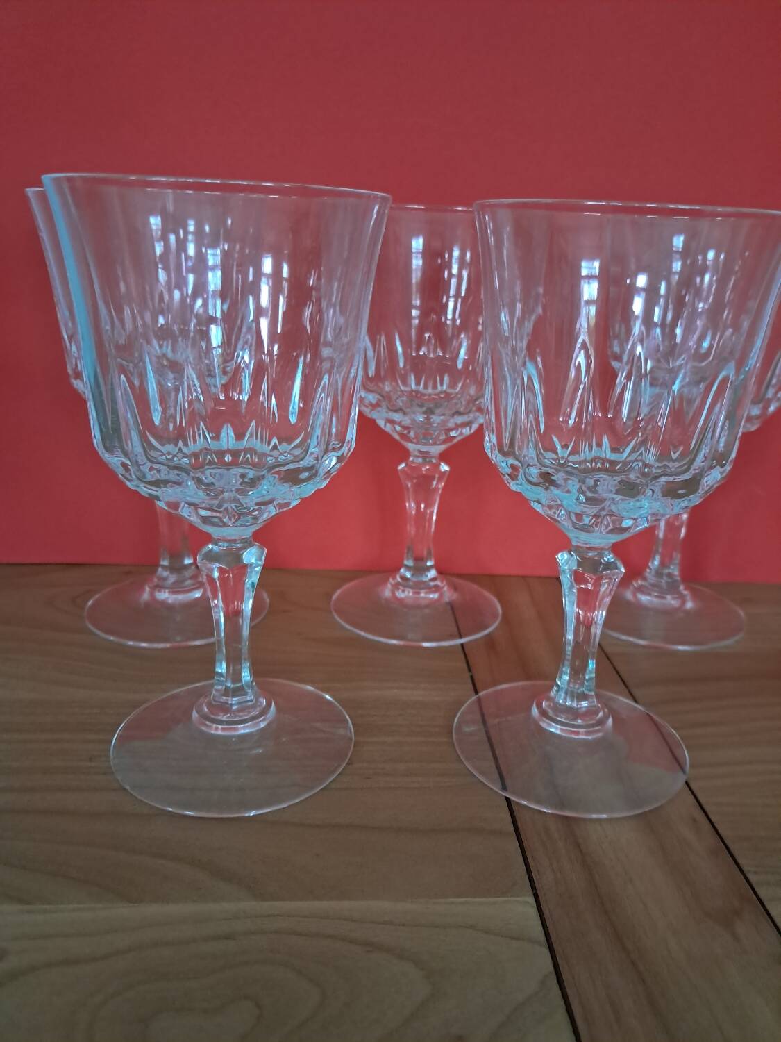 6 crystal water glasses from Arques, Germain model.