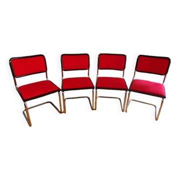 Chaise Cesca B32 Marcel Breuer tissu rouge