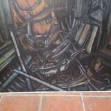 Pair of oil on canvas paintings of a boat interior from the 50s/70s