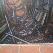 Pair of oil on canvas paintings of a boat interior from the 50s/70s