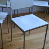 Set of 4 vintage metal and wood chairs from the 1990s.