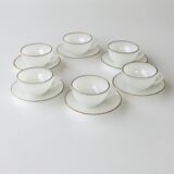 White opaline coffee service 6 cups and 6 under cups - Arcopal