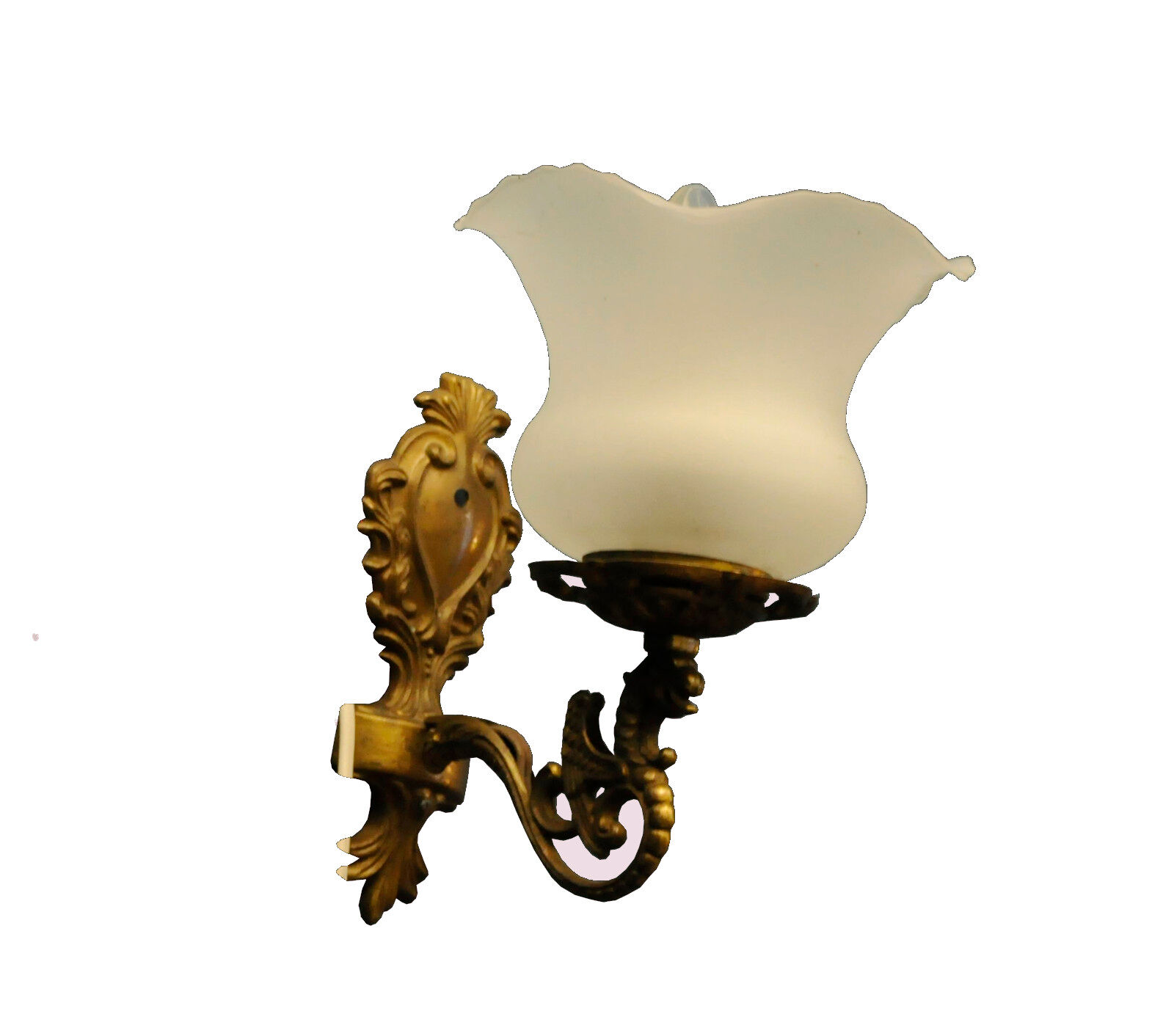 Art Deco wall lamp, brass and glass