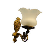 Art Deco wall lamp, brass and glass
