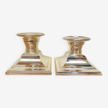 2 silver metal candle holders