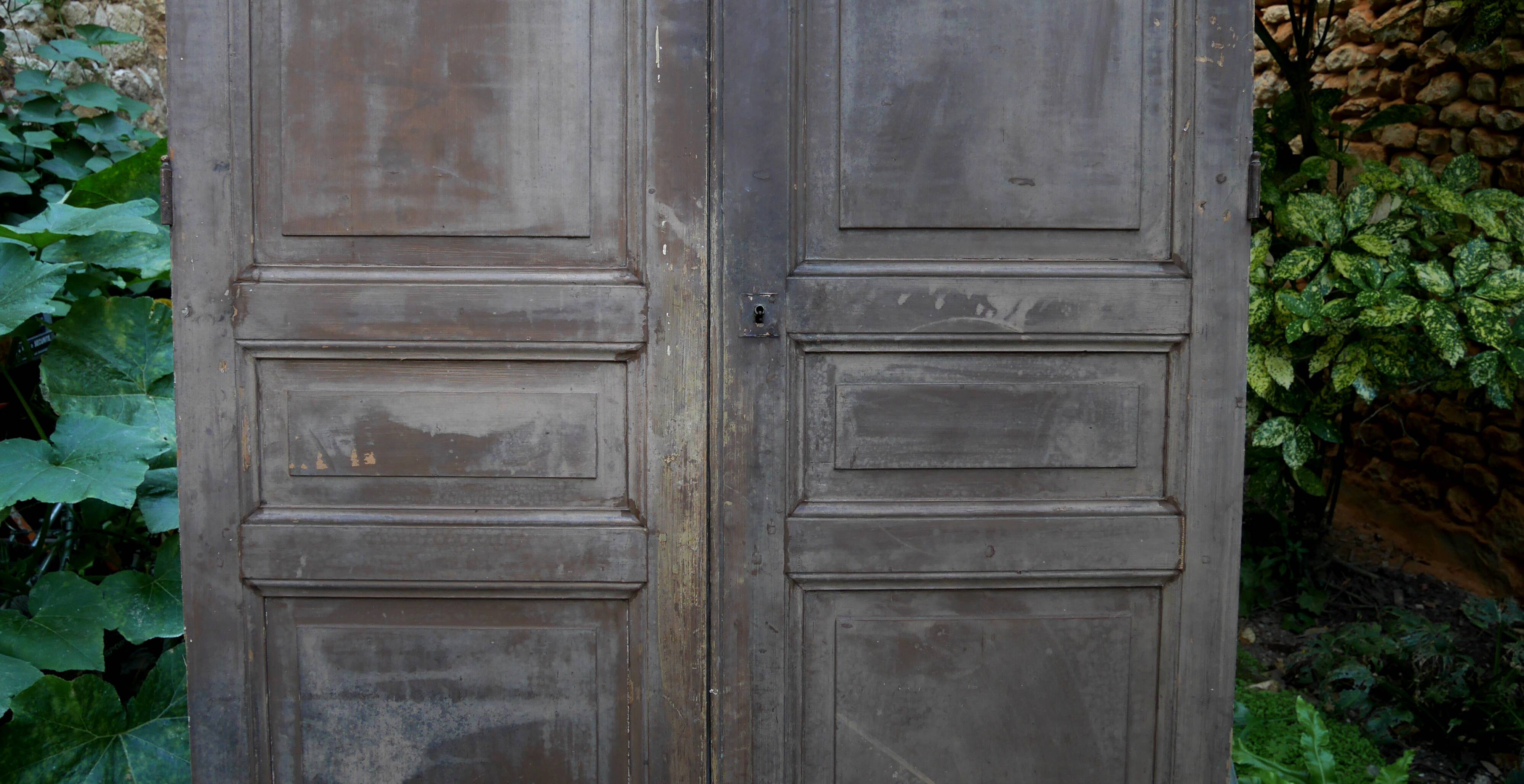 pair of large old wooden doors