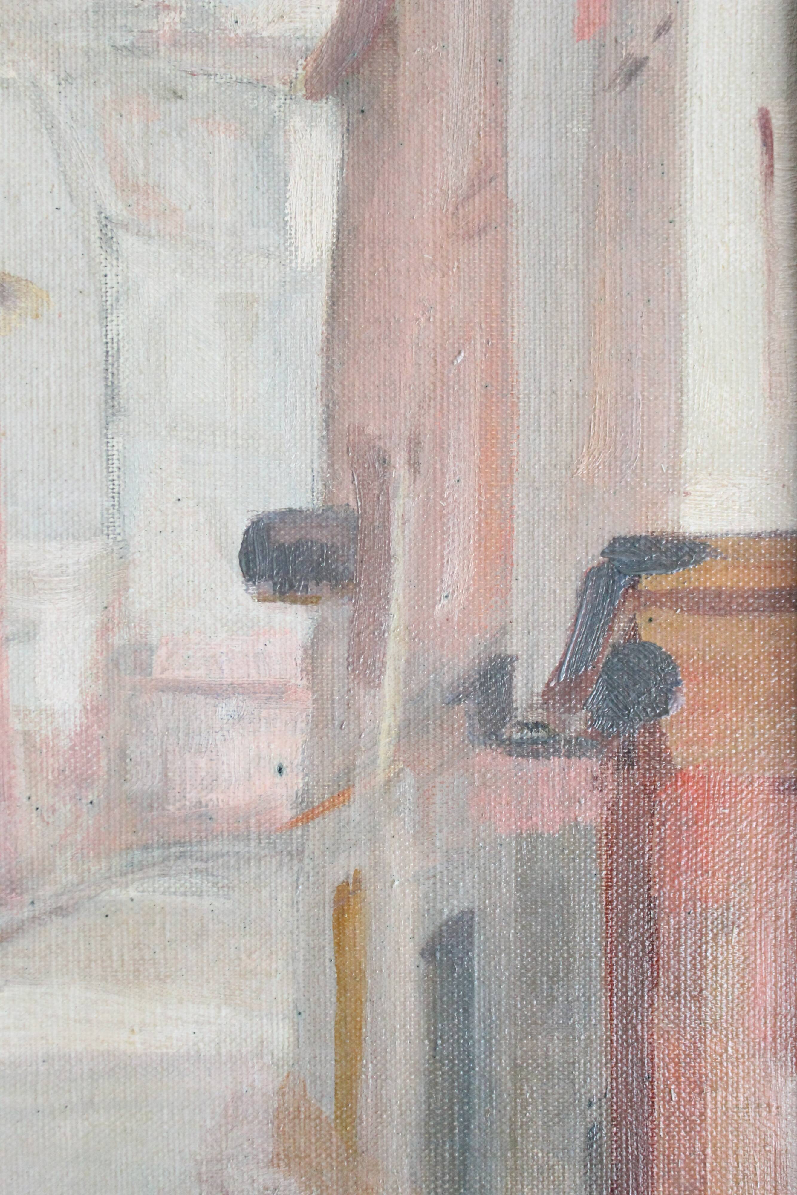 R. Joly "Rue Norvins in Montmartre with a view of the Sacré-Cœur" oil on canvas