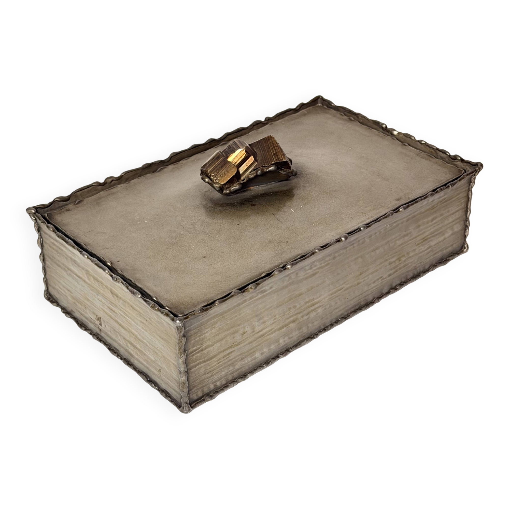 Vintage Handmade Rectangular Pewter Box by Attilio Nani, Italy