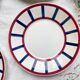 5 Small Vintage French Plates Terre de Fer HBCM Béarn blue and red stripes