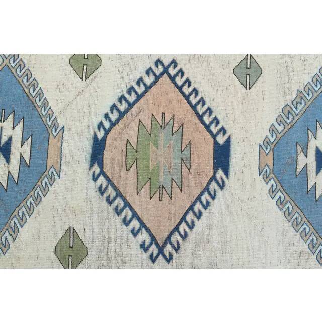 1970s Vintage Turkish Oushak Handmade Wool Cotton Beige Area Rug 185x259