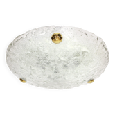 1 of 4 large round glass ice Murano ceiling lights by Hillebrand, Germany, 1970s.