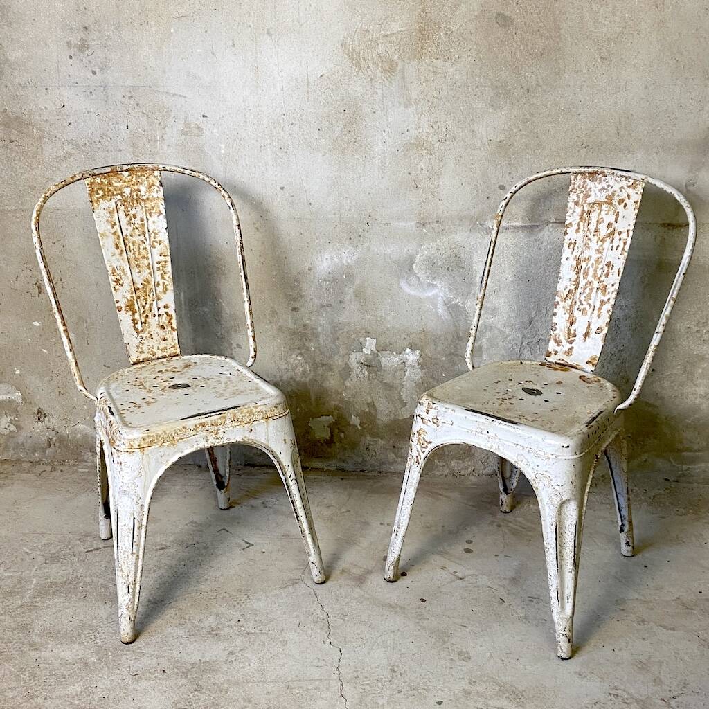 Pair of Tolix chairs model A designed by Xavier Pauchard.