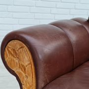 Fauteuil danois vintage, années 1970, cuir, bois de chêne