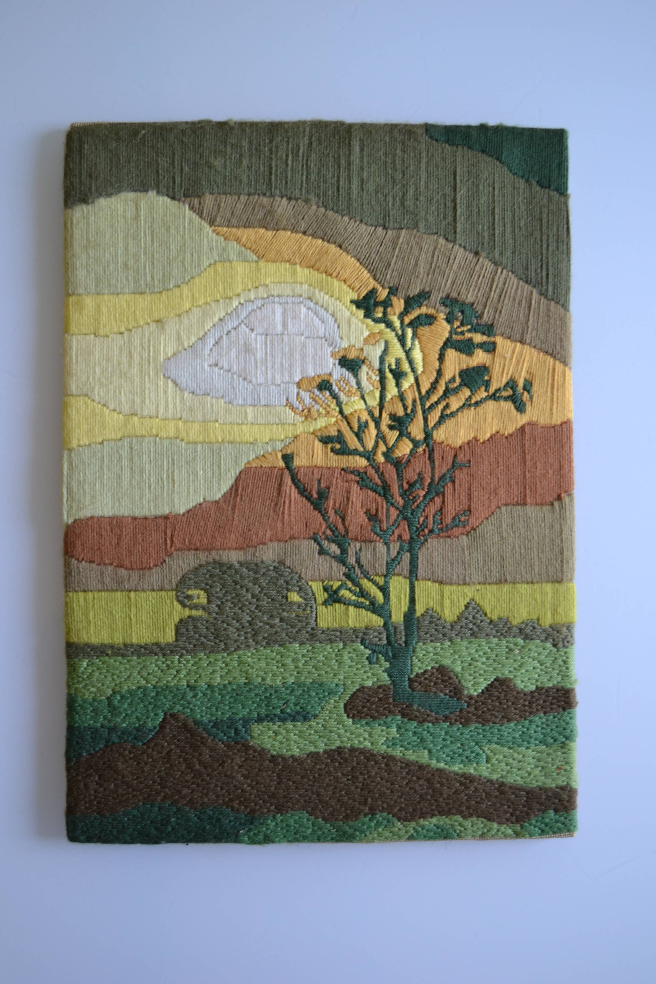 Tapisserie vintage 70's de Françoise Leroux 46x32 cm