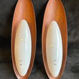 Pair Of Goffredo Reggiani Sconces Original Edition Italy 1960 - Teak And Perspex