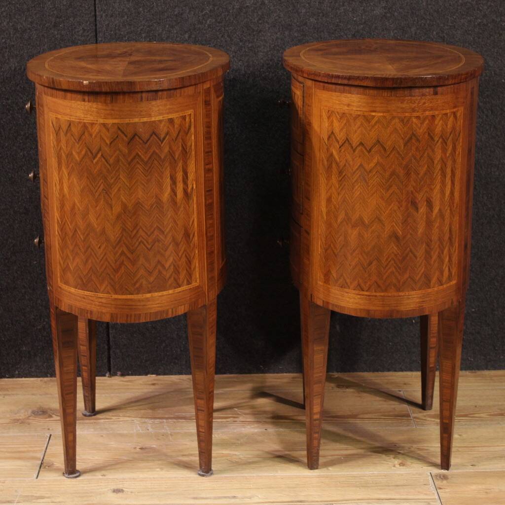 Pair of 20th-century Italian inlaid bedside tables