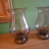 Two blown glass tealight vases