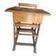 Old school desk with integrated adjustable seat.