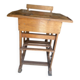 Ancien pupitre d’écolier avec siège réglable intégré