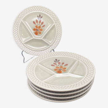 Assiettes compartimentées motifs floral tons naturels -mjdsl8