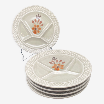Compartmentalized plates Floral motifs in natural tones -MJDSL8