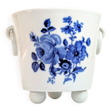 Cache-pot en porcelaine à pieds | Décor flora bleu cobalt | Lyngby Danemark