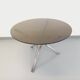 Vintage dining table in smoked glass plexiglass and chrome metal.
